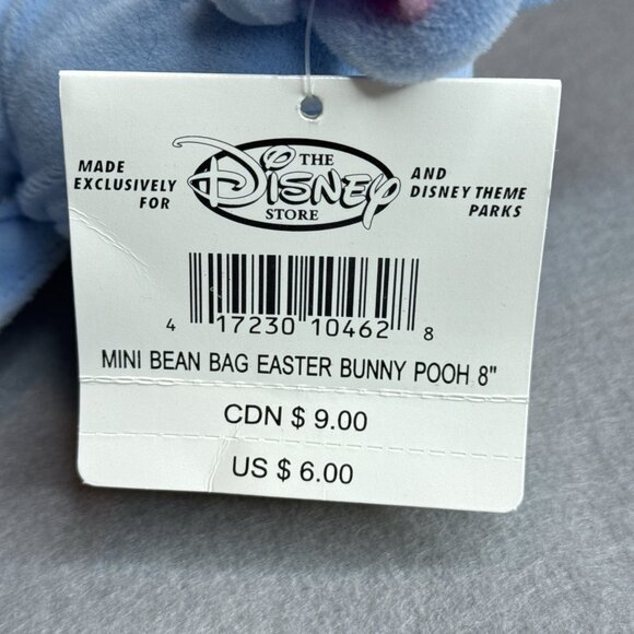 Easter Pooh Baby Blue Bunny Winnie The Pooh Disney Store Bean Bag 8" Plush Dated - Picture 4 of 4